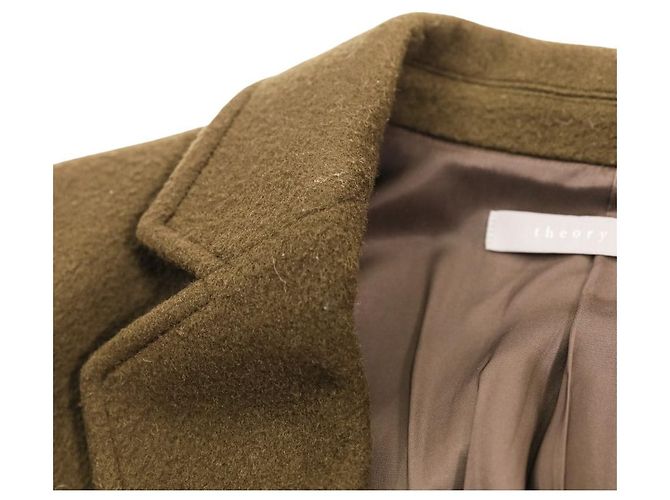 Abrigo largo de lana Theory Luxe SUPER SEEK JEMINA Verde Caqui - vista 7