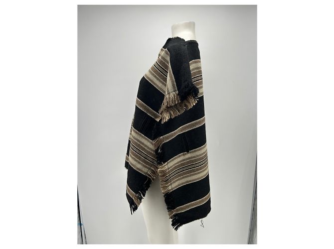Isabel Marant Poncho de lana a rayas Castaño - vista 3
