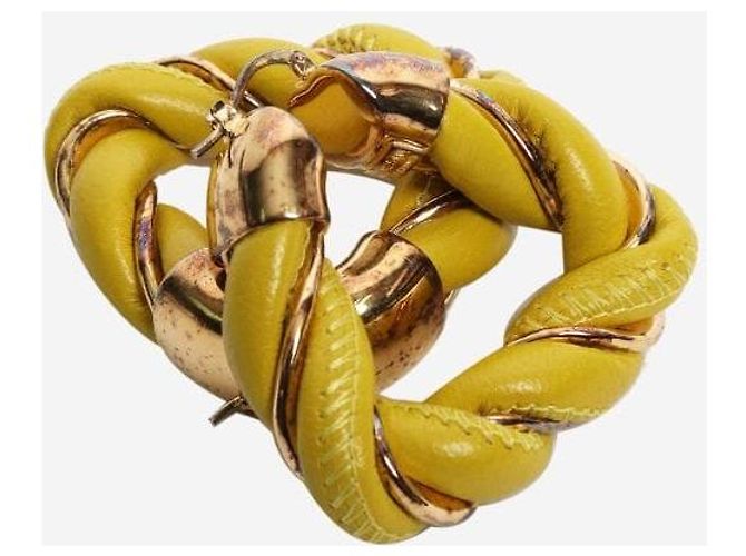 Bottega Veneta Orecchini a cerchio intrecciati in pelle verde - vista 3
