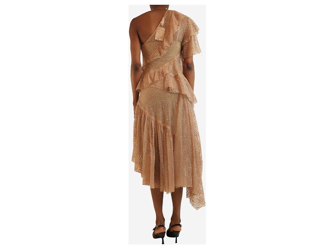 Zimmermann Rosa Blush Glitzerkleid mit Polka Dots und einer Schulter - Größe UK 8 - Ansicht 2