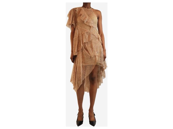Zimmermann Rosa Blush Glitzerkleid mit Polka Dots und einer Schulter - Größe UK 8 - Ansicht 3