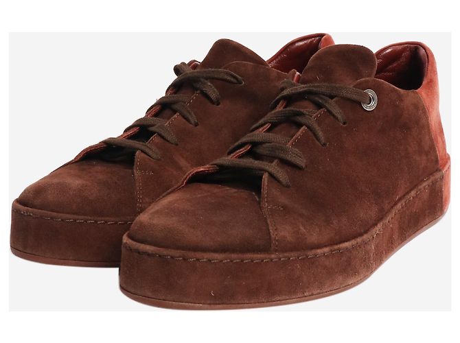 Loro Piana Baskets en daim marron - taille EU 39 - vue 2