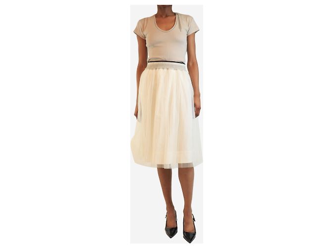 Brunello Cucinelli Falda midi de tul blanco - talla UK 6 - vista 2
