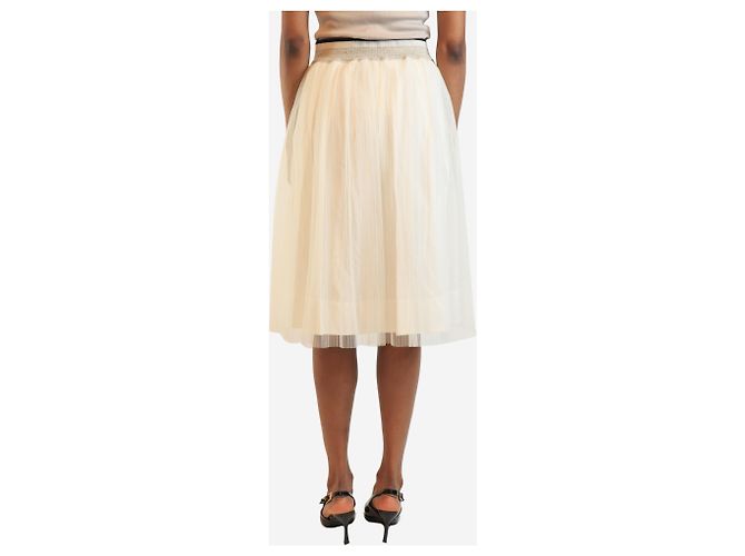 Brunello Cucinelli Falda midi de tul blanco - talla UK 6 - vista 3
