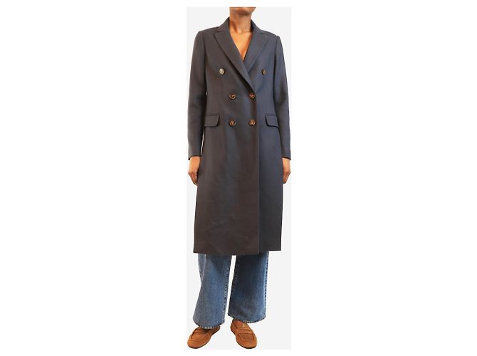 Brunello Cucinelli Casaco de cashmere de abotoamento duplo azul-marinho - tamanho UK 8 Azul marinho - vista 3