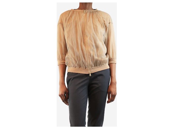 Brunello Cucinelli Neutral tulle short sleeve jacket - size S - view 3