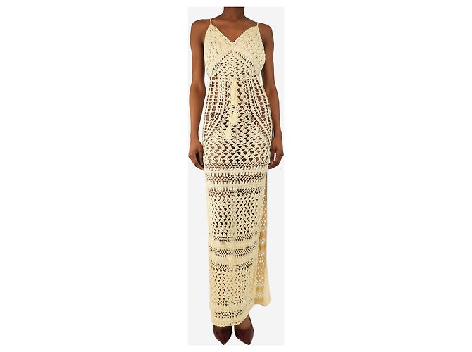 Autre Marque Maxikleid aus Häkeloptik in Creme - Größe XS - Ansicht 3