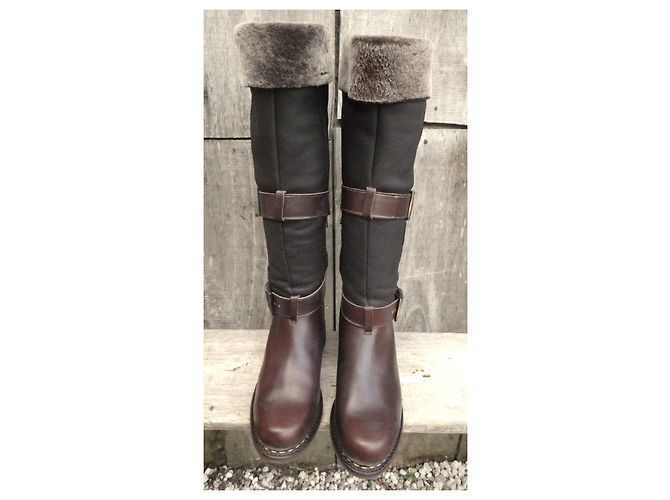 Botas Paraboot Lycia de cuero y shearling Marrón oscuro - vista 10