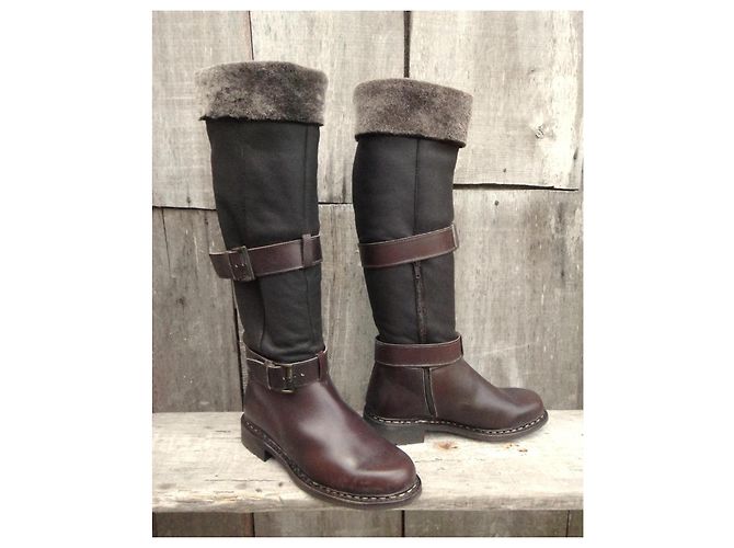 Botas Paraboot Lycia de cuero y shearling Marrón oscuro - vista 3