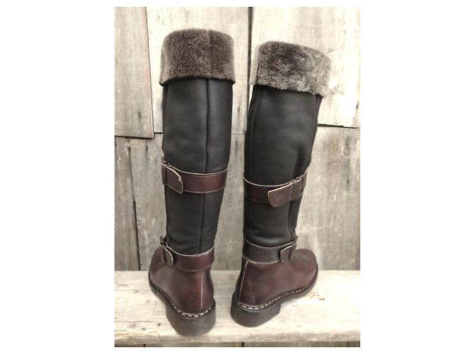 Botas Paraboot Lycia de cuero y shearling Marrón oscuro - vista 5