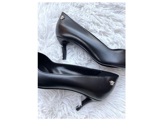 Décolleté Versace Medusa in pelle nera Nero - vista 6