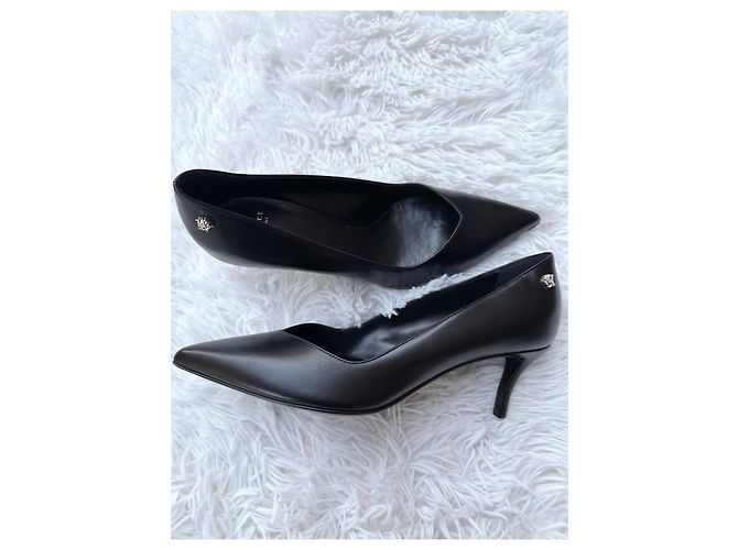 Décolleté Versace Medusa in pelle nera Nero - vista 7