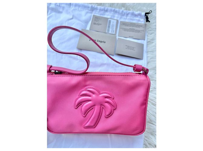 Palm Angels Borsa a tracolla rosa in nylon con palma - vista 11
