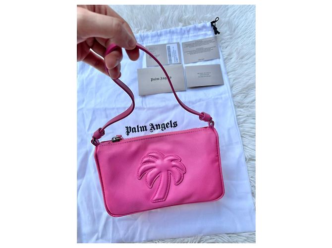 Palm Angels Borsa a tracolla rosa in nylon con palma - vista 13