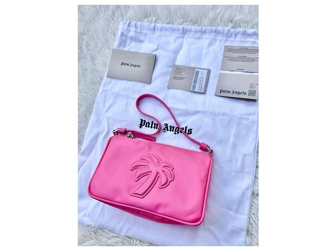 Palm Angels Borsa a tracolla rosa in nylon con palma - vista 2