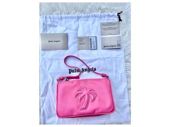 Palm Angels Borsa a tracolla rosa in nylon con palma - vista 3
