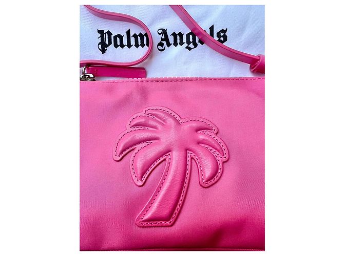 Palm Angels Borsa a tracolla rosa in nylon con palma - vista 4