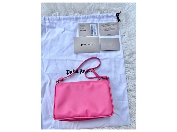 Palm Angels Borsa a tracolla rosa in nylon con palma - vista 7