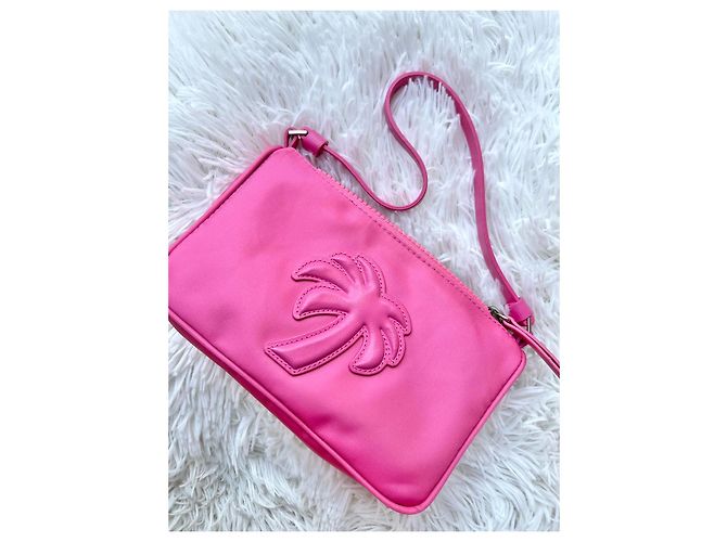 Palm Angels Borsa a tracolla rosa in nylon con palma - vista 8