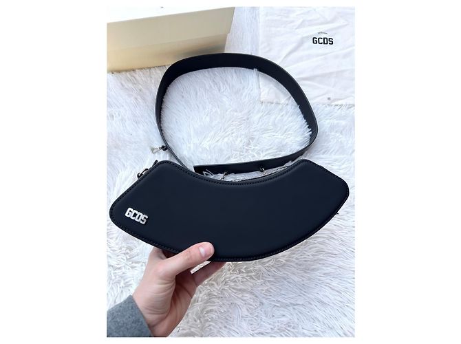 GCDS Borsa a Tracolla in Pelle Nera Nero - vista 7
