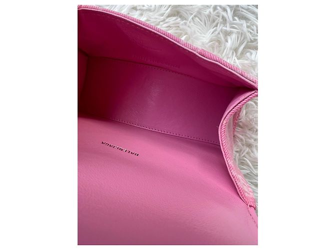Balenciaga Hourglass XS Monogram Rosa Bianco - vista 14