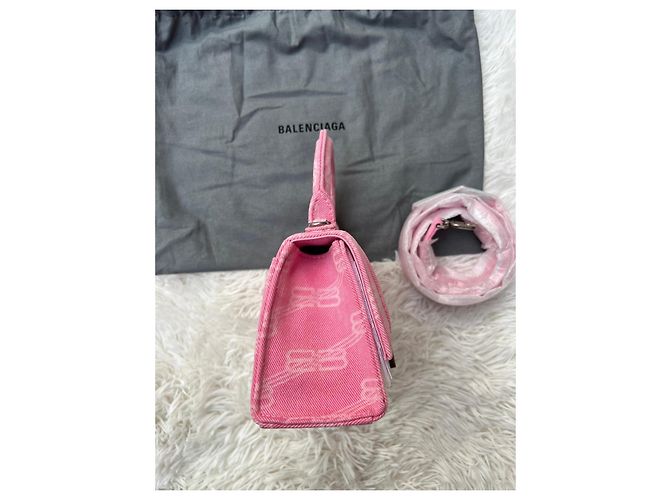 Balenciaga Hourglass XS Monogram Rosa Bianco - vista 17