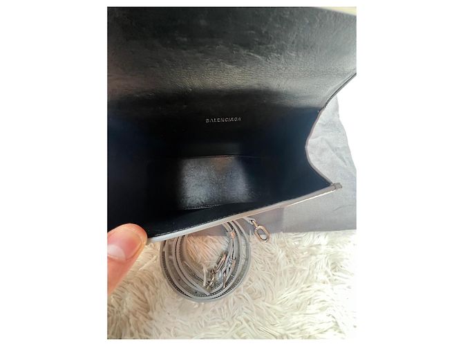 Balenciaga Borsa Hourglass Top Handle Argento Metallico - vista 12