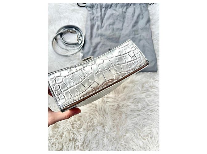 Balenciaga Borsa Hourglass Top Handle Argento Metallico - vista 15