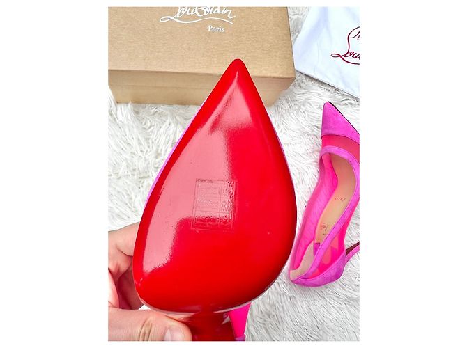 Christian Louboutin Décolleté in Camoscio Rosa e Mesh - vista 6