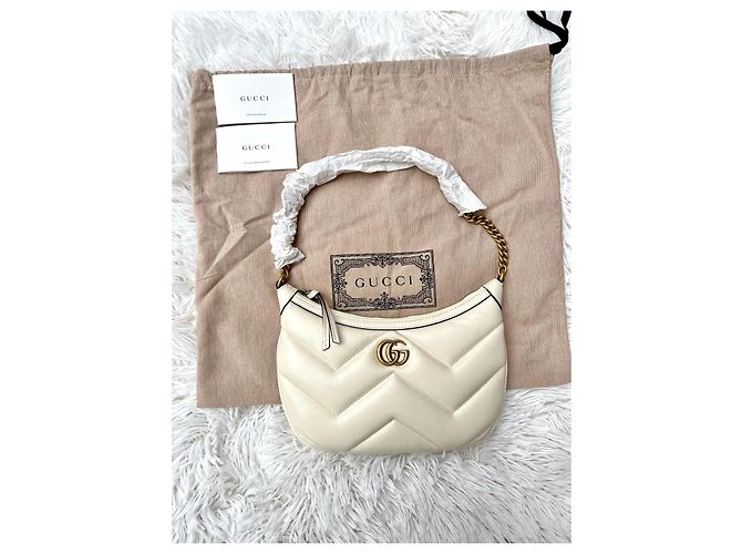 Gucci Marmont Schultertasche aus weißem Leder - Ansicht 19