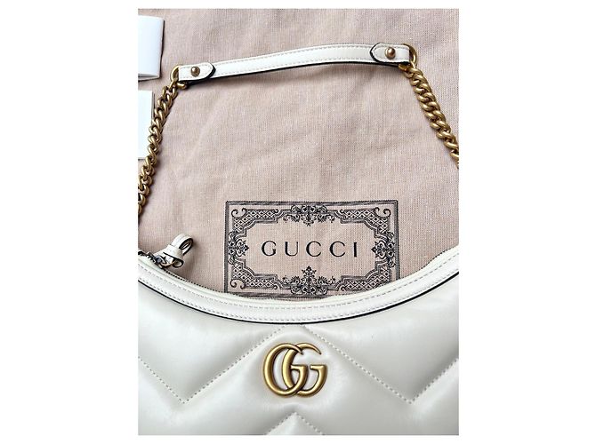Gucci Marmont Schultertasche aus weißem Leder - Ansicht 8