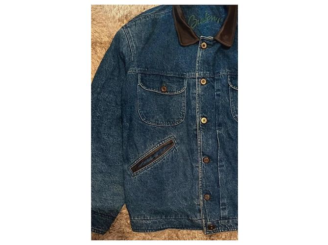Burberry Jeansjacke mit Lederdetails Braun Blau - Ansicht 4