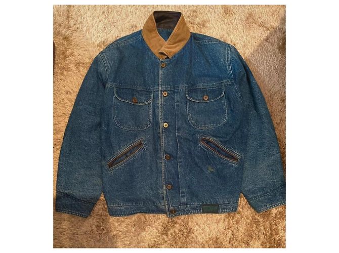 Burberry Jeansjacke mit Lederdetails Braun Blau - Ansicht 5