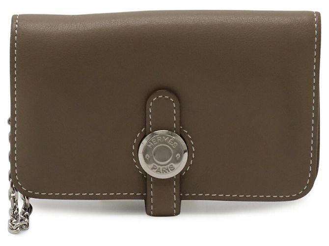 Hermès Portallaves y tarjetero Hermes Dogon Gris Gris pardo - vista 2