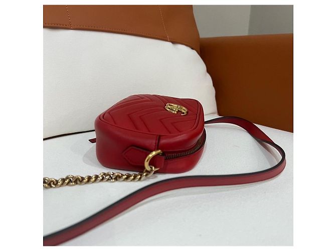 Borsa a tracolla Gucci Marmont Double G - Rosso - vista 4