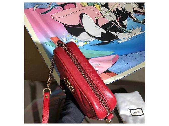 Borsa a tracolla Gucci Marmont Double G - Rosso - vista 6