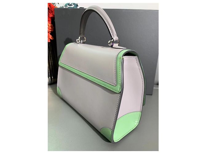 Borsa Moynat Rejane Grigio Elefante e Verde Menta - vista 3