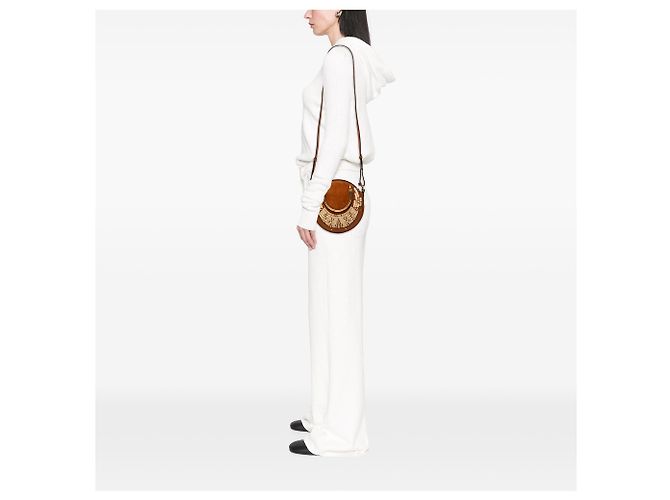 Chloé Bolsa Pixie pequena de camurça e ráfia marrom - vista 7