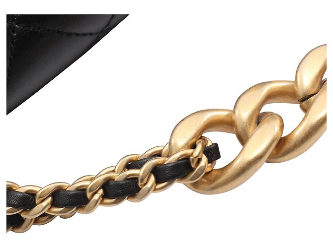 Chanel Black CC gestepptes Lammleder mit Kontrastnähten Single Flap Schwarz - Ansicht 10