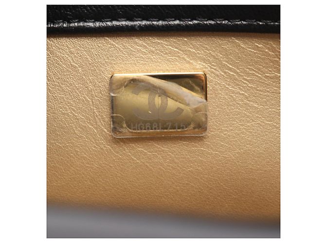 Chanel Black CC gestepptes Lammleder mit Kontrastnähten Single Flap Schwarz - Ansicht 6