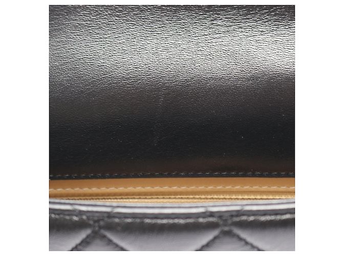 Chanel Black CC gestepptes Lammleder mit Kontrastnähten Single Flap Schwarz - Ansicht 7