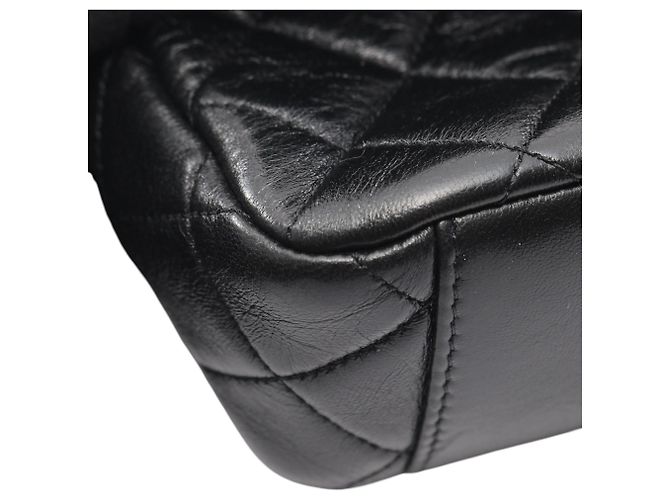 Chanel Black CC gestepptes Lammleder mit Kontrastnähten Single Flap Schwarz - Ansicht 9