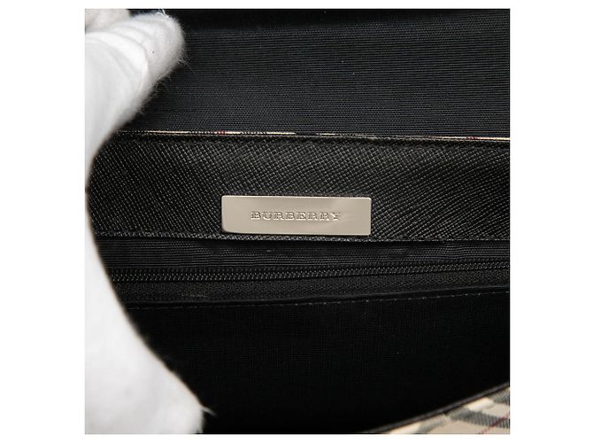 Borsa a tracolla Burberry Beige Nova Check Canvas - vista 5