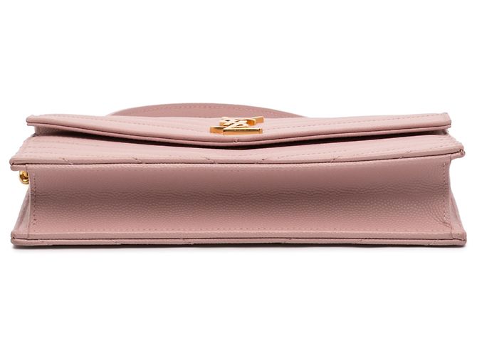 Portafoglio a bustina con catena Cassandre in grain de poudre rosa Saint Laurent - vista 3