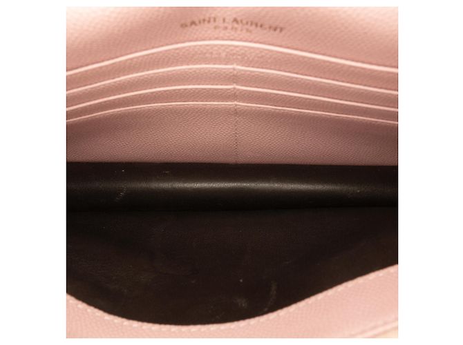 Portafoglio a bustina con catena Cassandre in grain de poudre rosa Saint Laurent - vista 4
