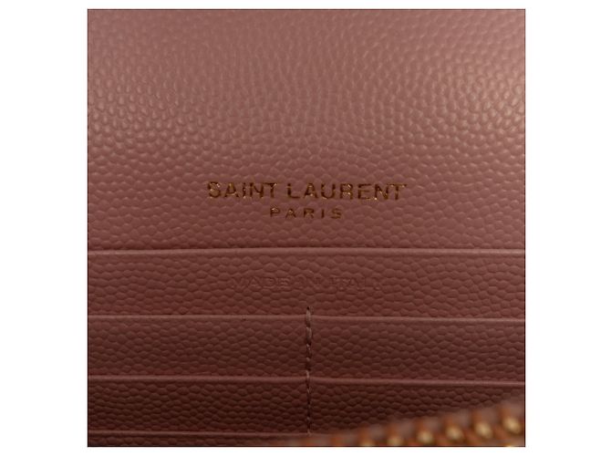 Portafoglio a bustina con catena Cassandre in grain de poudre rosa Saint Laurent - vista 5