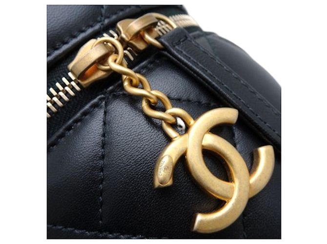 Vanity Beauty Case Chanel Black Small Quilted Lambskin Side Note Nero - vista 7