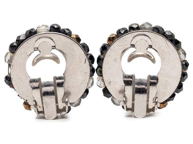 Orecchini a clip rotondi Chanel neri con perline Nero - vista 2