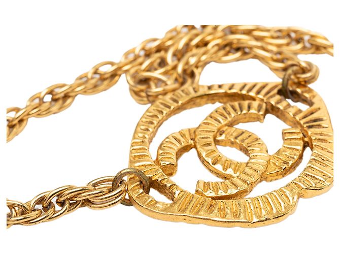 Collana con pendente rotondo Chanel Gold CC placcato oro D'oro - vista 7