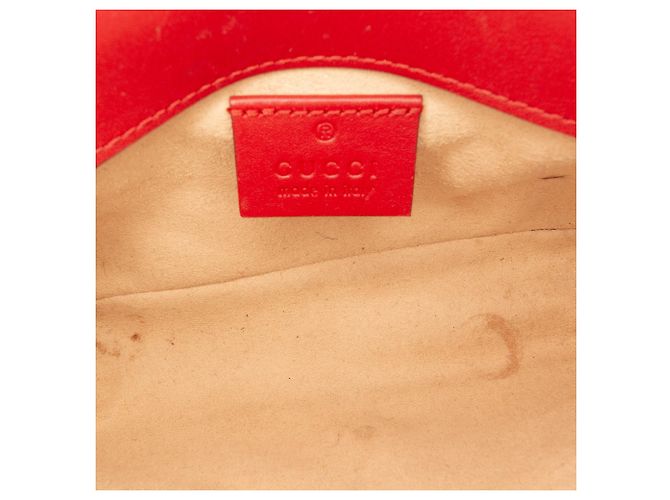 Gucci Red Mini GG Marmont Matelasse Leder Umhängetasche Rot - Ansicht 4